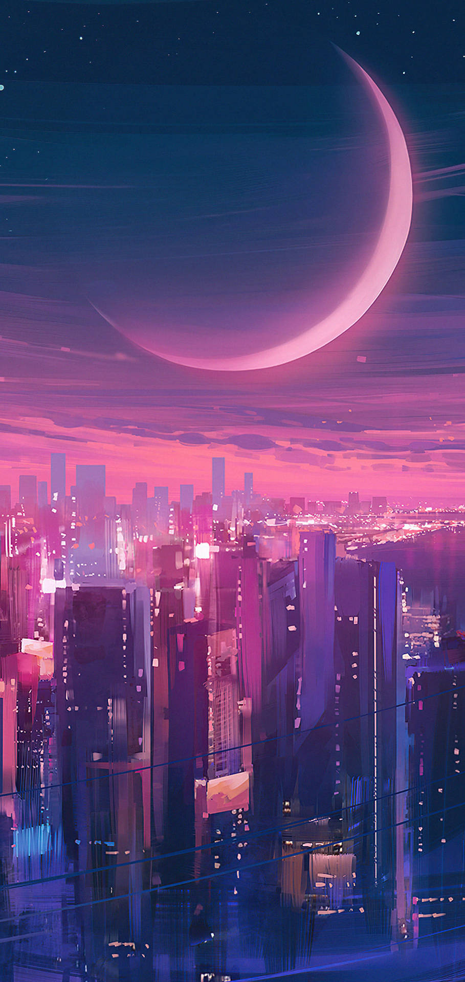 Aesthetic Phone City View Painting Wallpaper