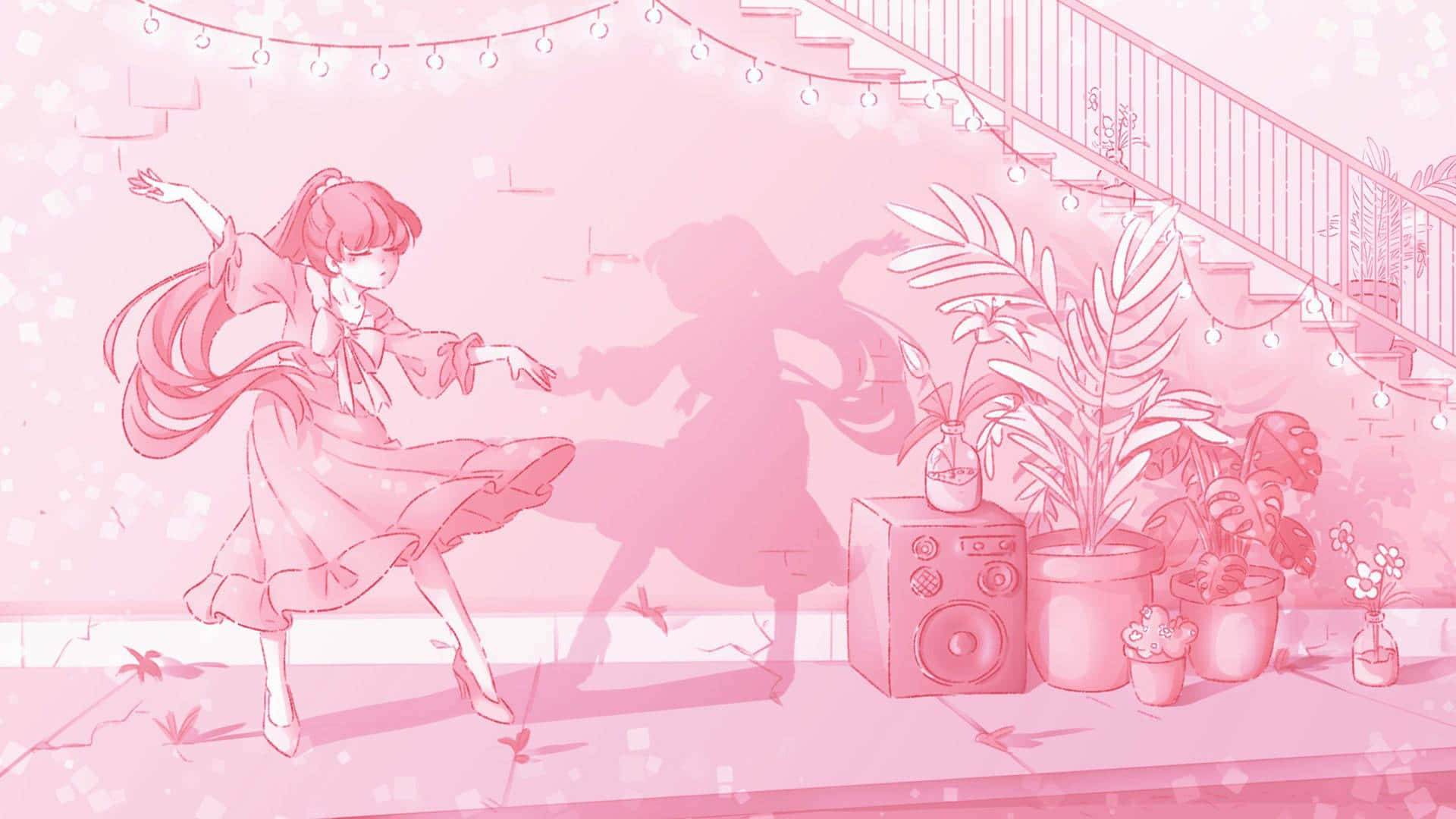 A Vibrant Scenic View of Aesthetic Pink Anime