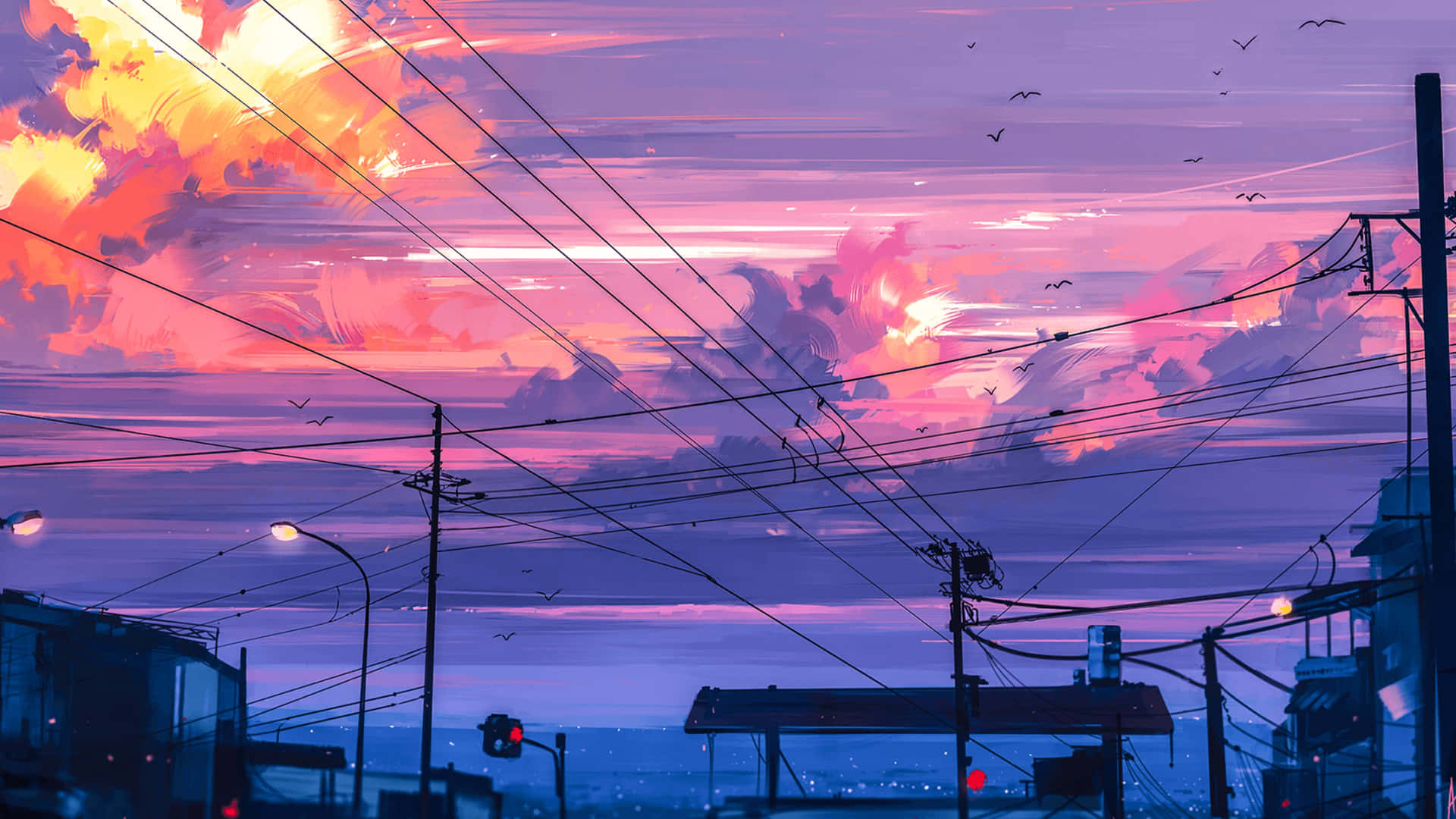Enæstetisk Lyserød Anime-baggrund Med Bløde Toner.