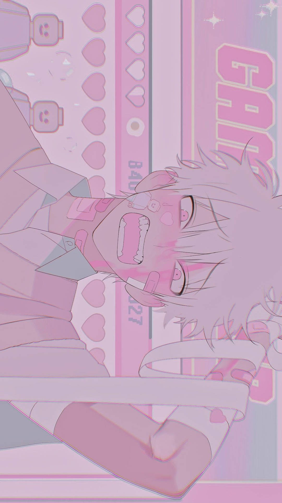 Aesthetic Pink Anime Angry Boy Wallpaper