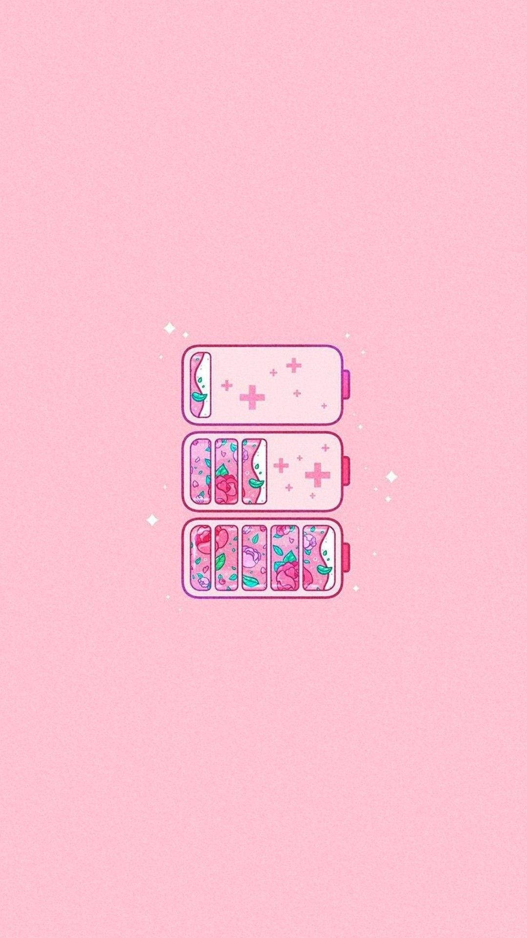 Aesthetic Pink Anime Battery Graphic Background