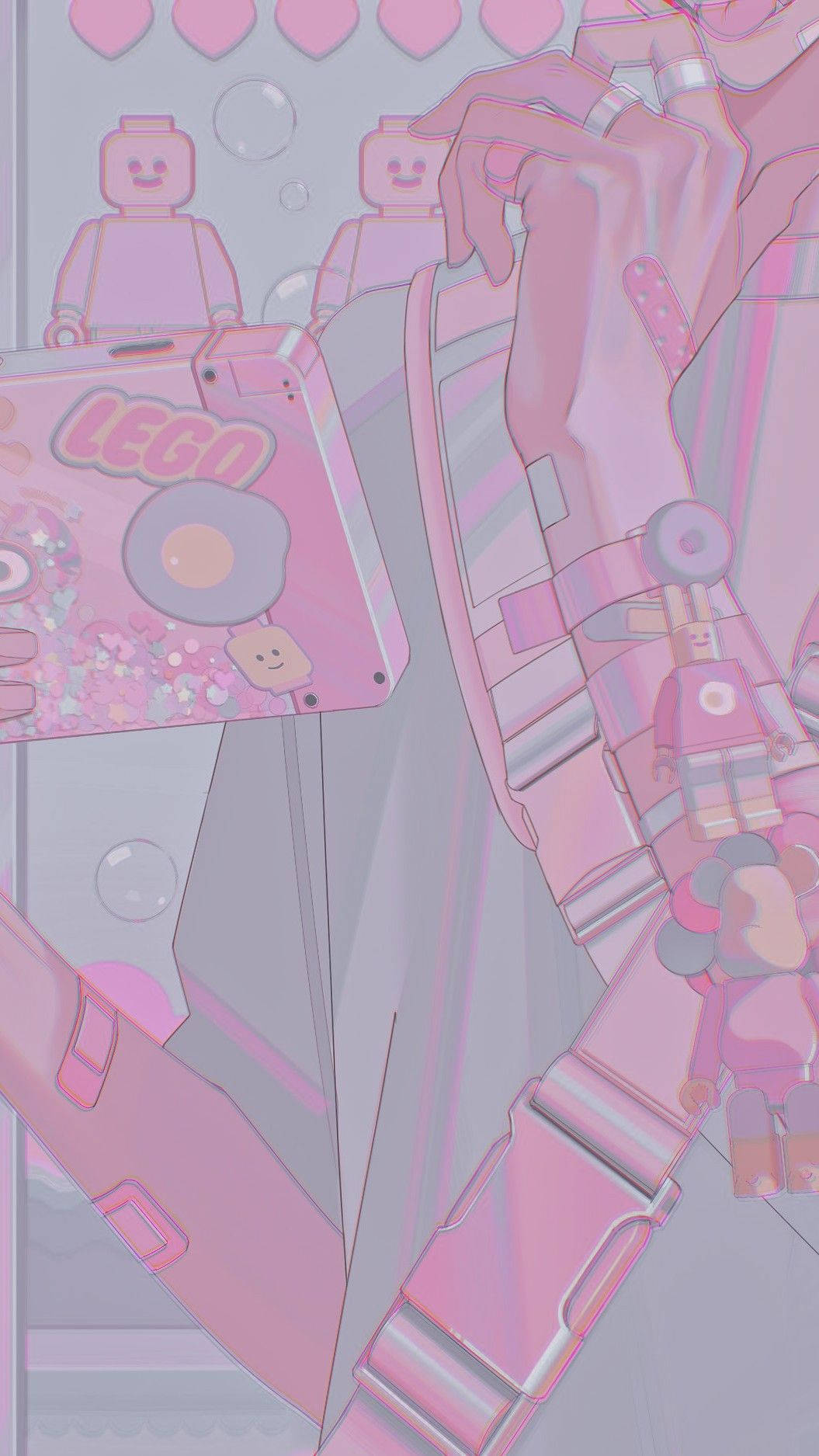 Estéticade Un Chico De Anime Rosa Con Una Consola De Juegos Fondo de pantalla