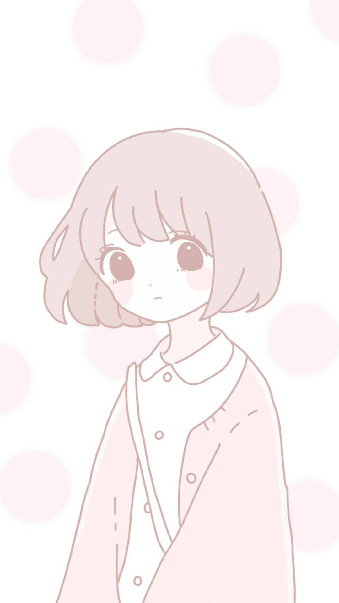 Aesthetic Pink Anime Girl Short Hair Background