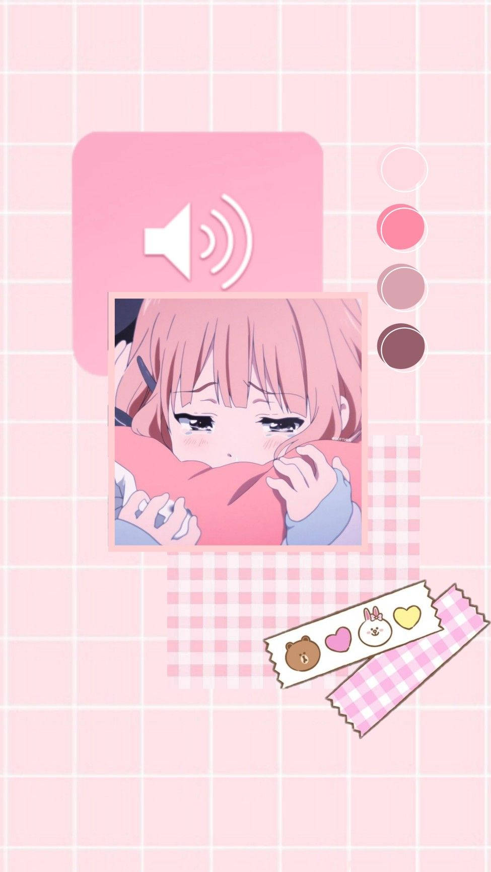 Æstetisk pink anime pige tårevædet Wallpaper