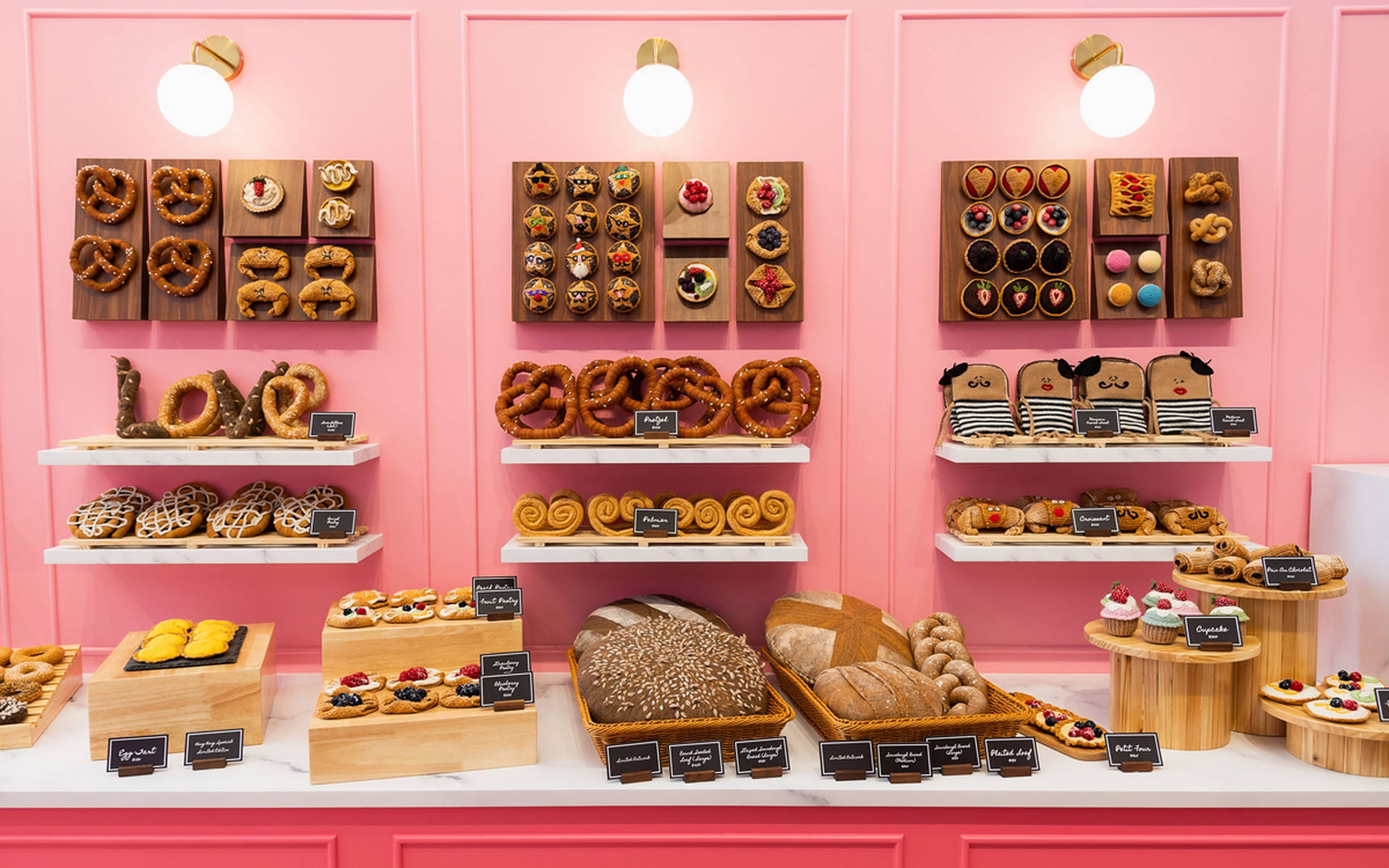 Aesthetic Pink Bakery Stand Wallpaper