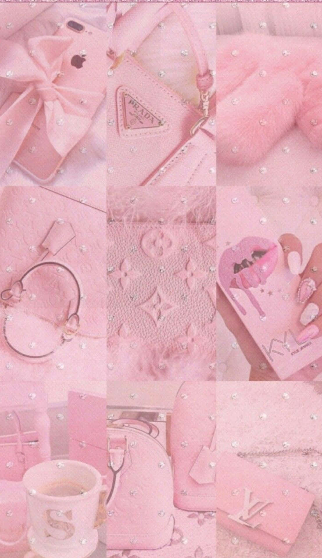 Æstetisk Pink Collage af Designers Tasker Wallpaper