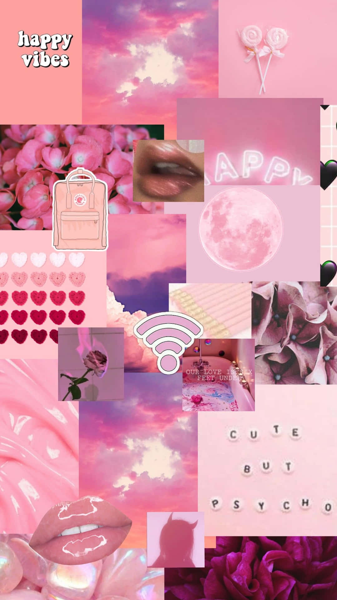 Æstetisk pink collage med Wi-Fi-signallogo Wallpaper