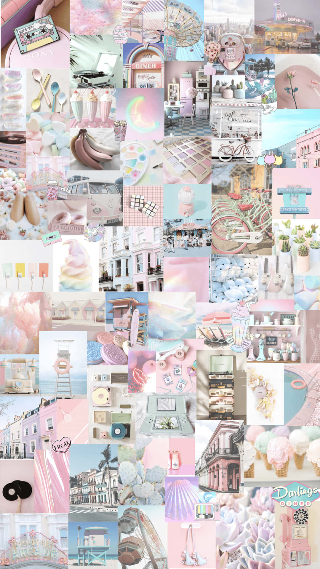 Et fantastisk lyserød collage for at forbedre dit hjems æstetik. Wallpaper