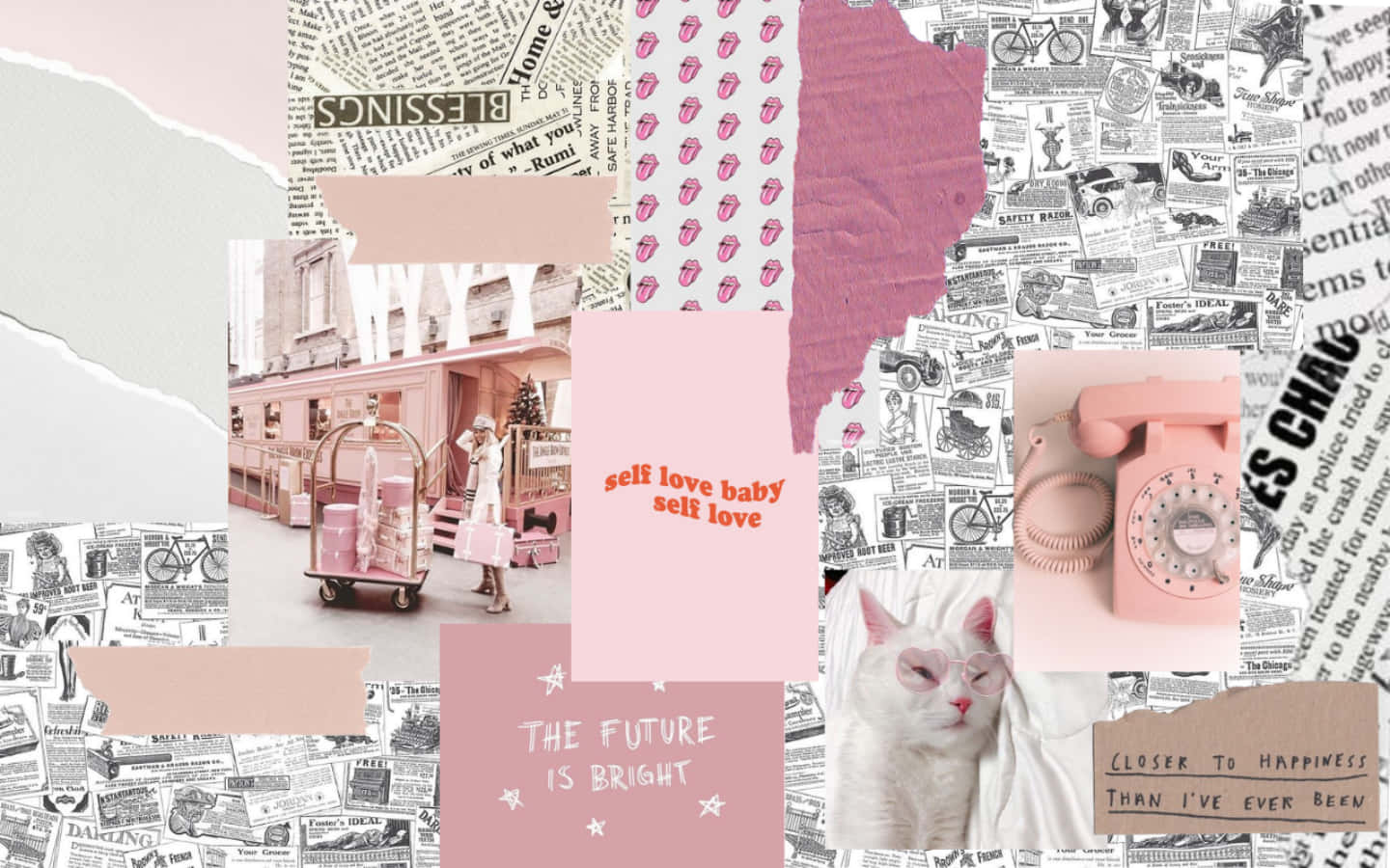 Æstetisk Pink Collage 1440 X 900 Wallpaper