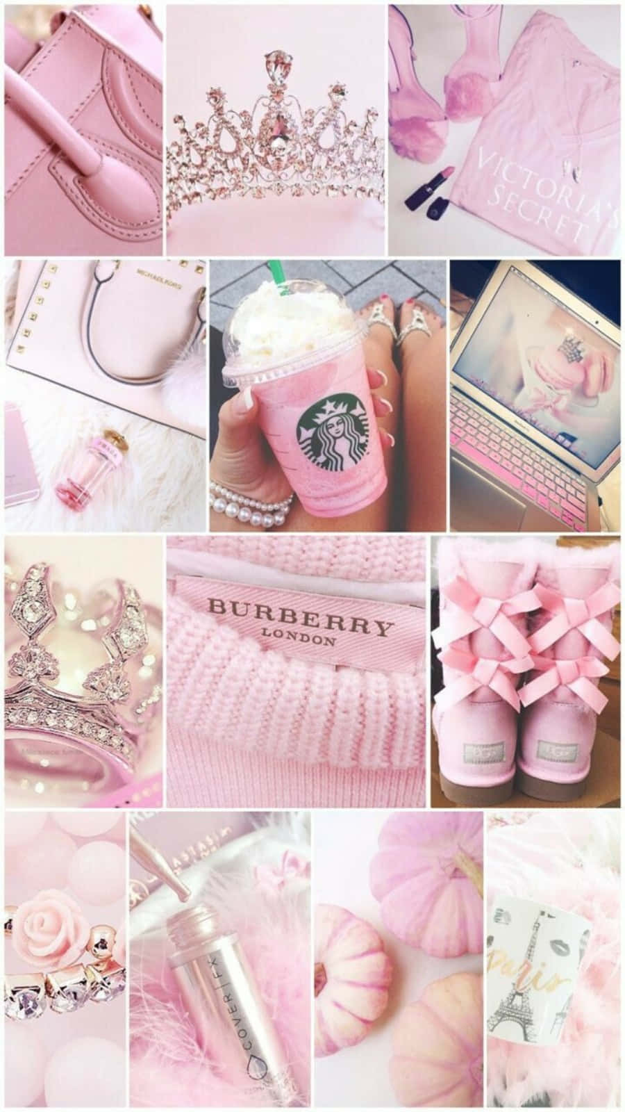Æstetisk Pink Collage af Starbucks Frappe Wallpaper