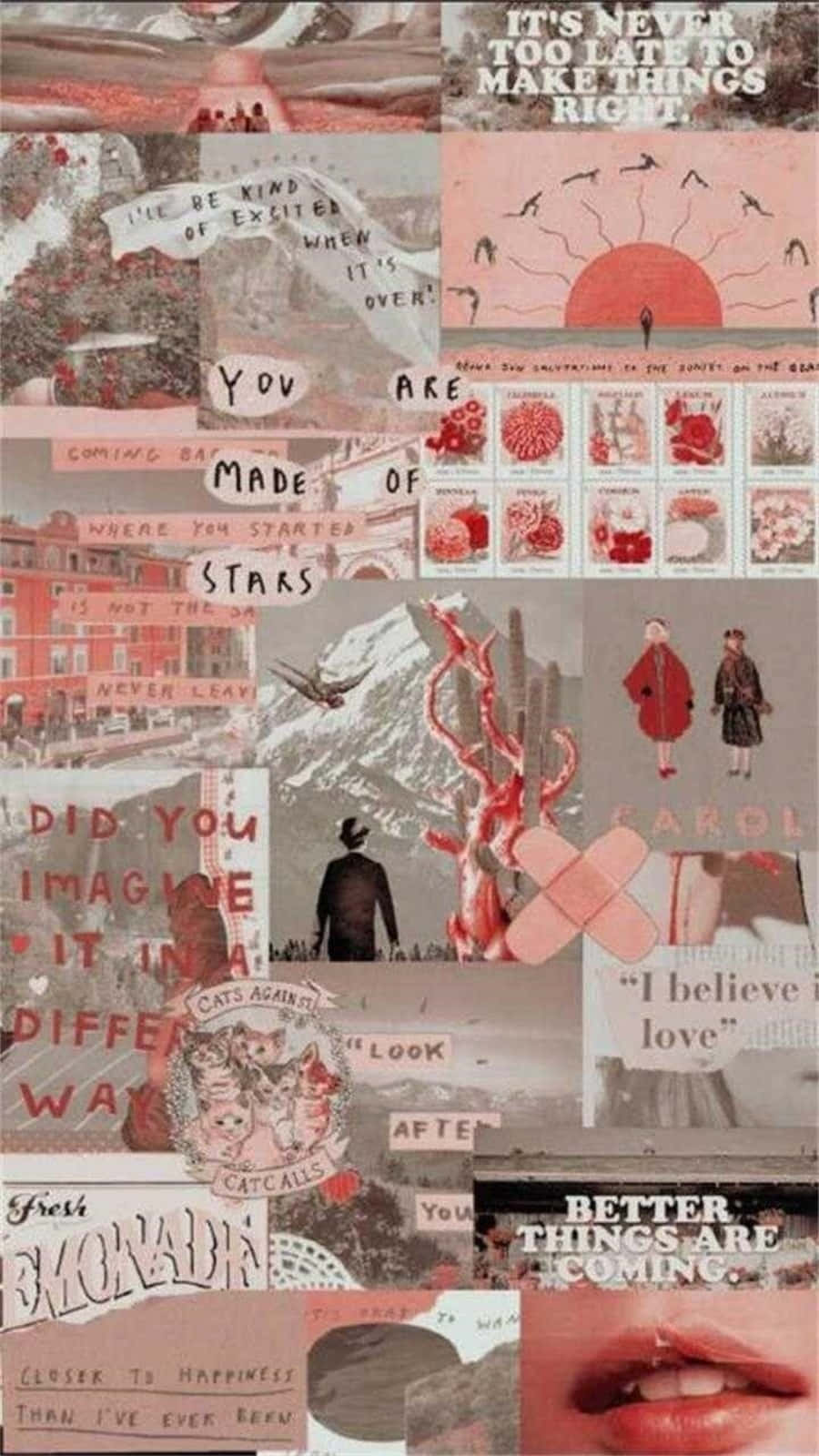 Unestético Suave Y Soñador: Fondo De Pantalla De Collage En Tonos Rosados. Fondo de pantalla