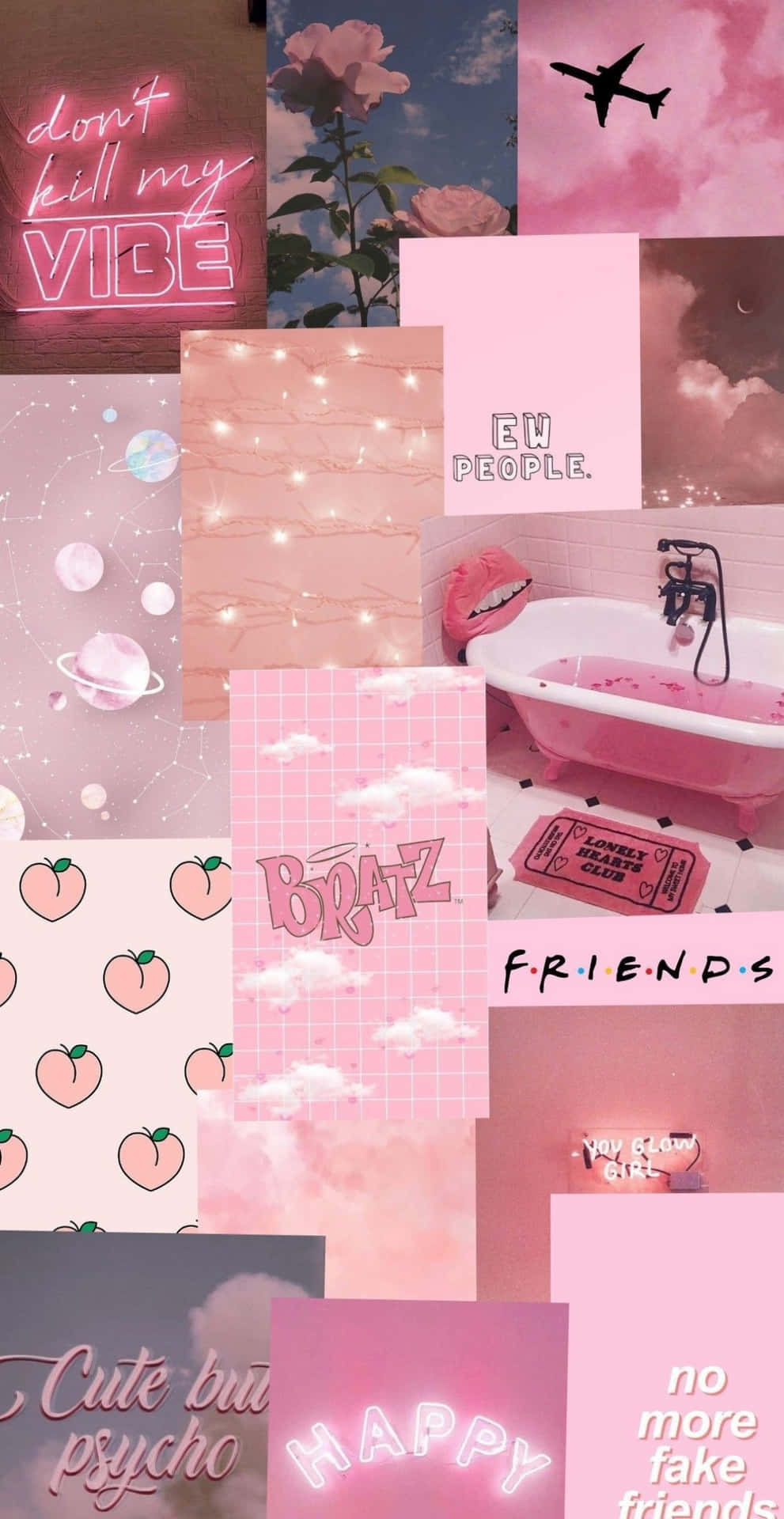 Æstetisk Pink Collage 1095 X 2122 Wallpaper