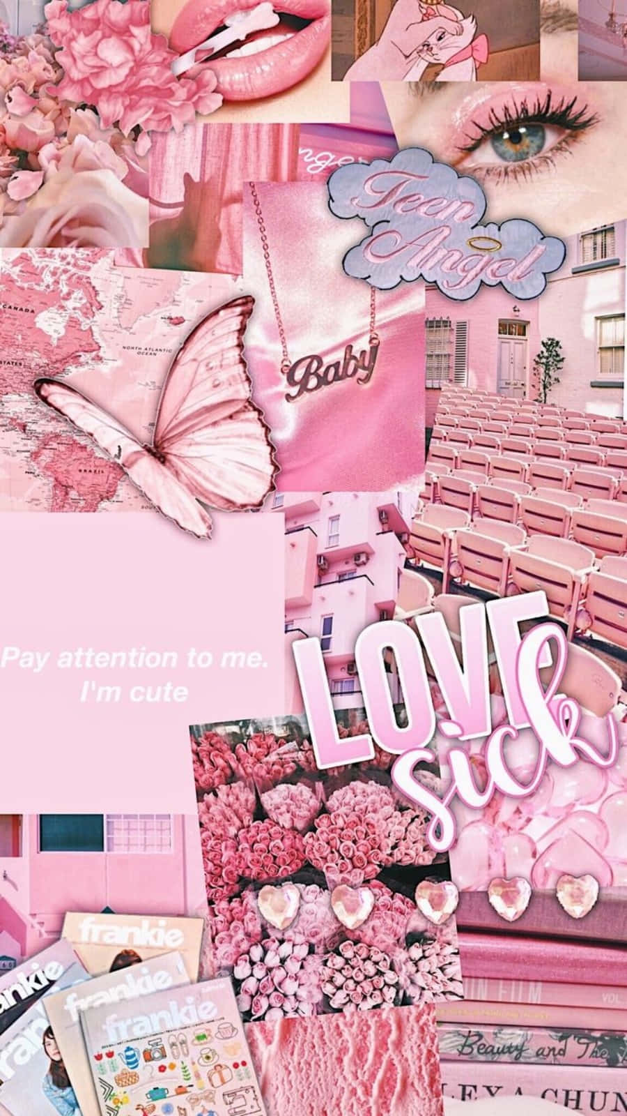 A Crisp Pink Aesthetic Collage Wallpaper