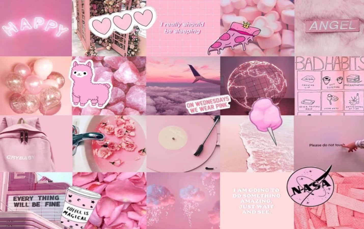 Esplorala Bellezza Del Colore Rosa Con Questo Collage Estetico Rosa. Sfondo