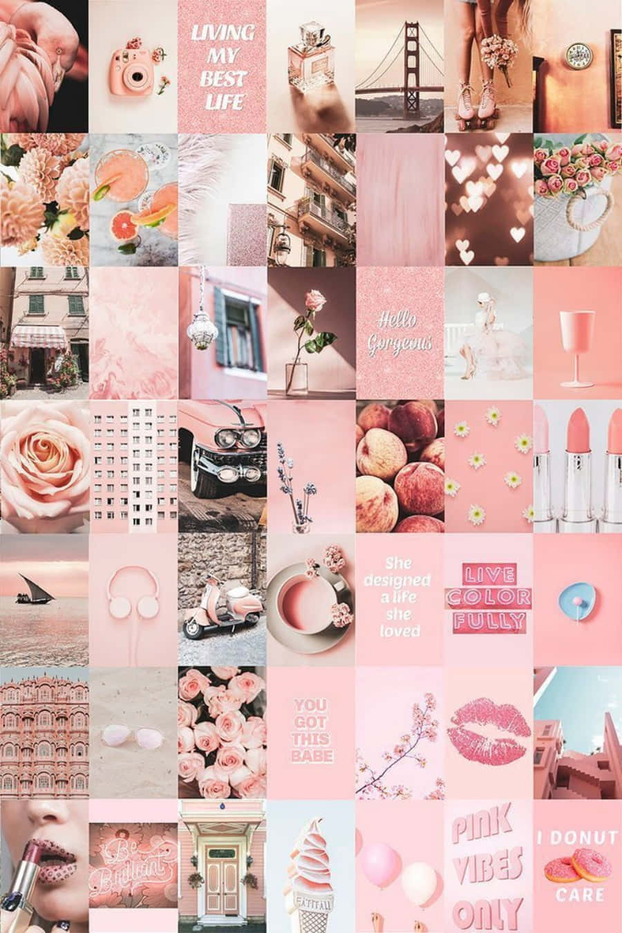 Njutav Denna Vackra Estetiska Rosa Collage För Att Ge Lite Extra Färg Och Stil Till Din Värld. Wallpaper