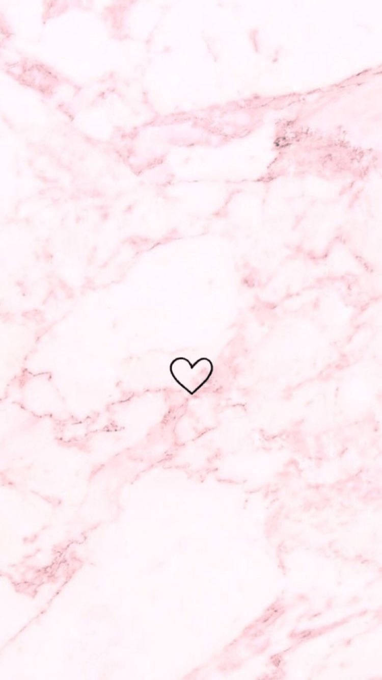 Aesthetic Pink Iphone Heart On Marble Wallpaper