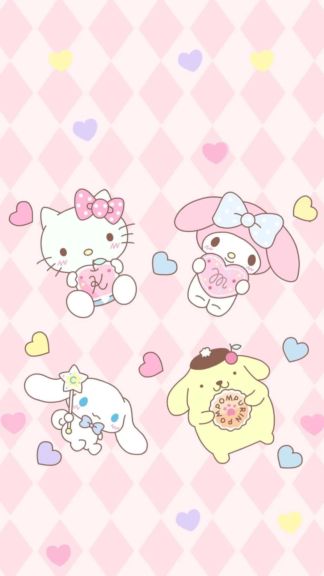 Aesthetic Pink Kawaii Sanrio Characters Wallpaper