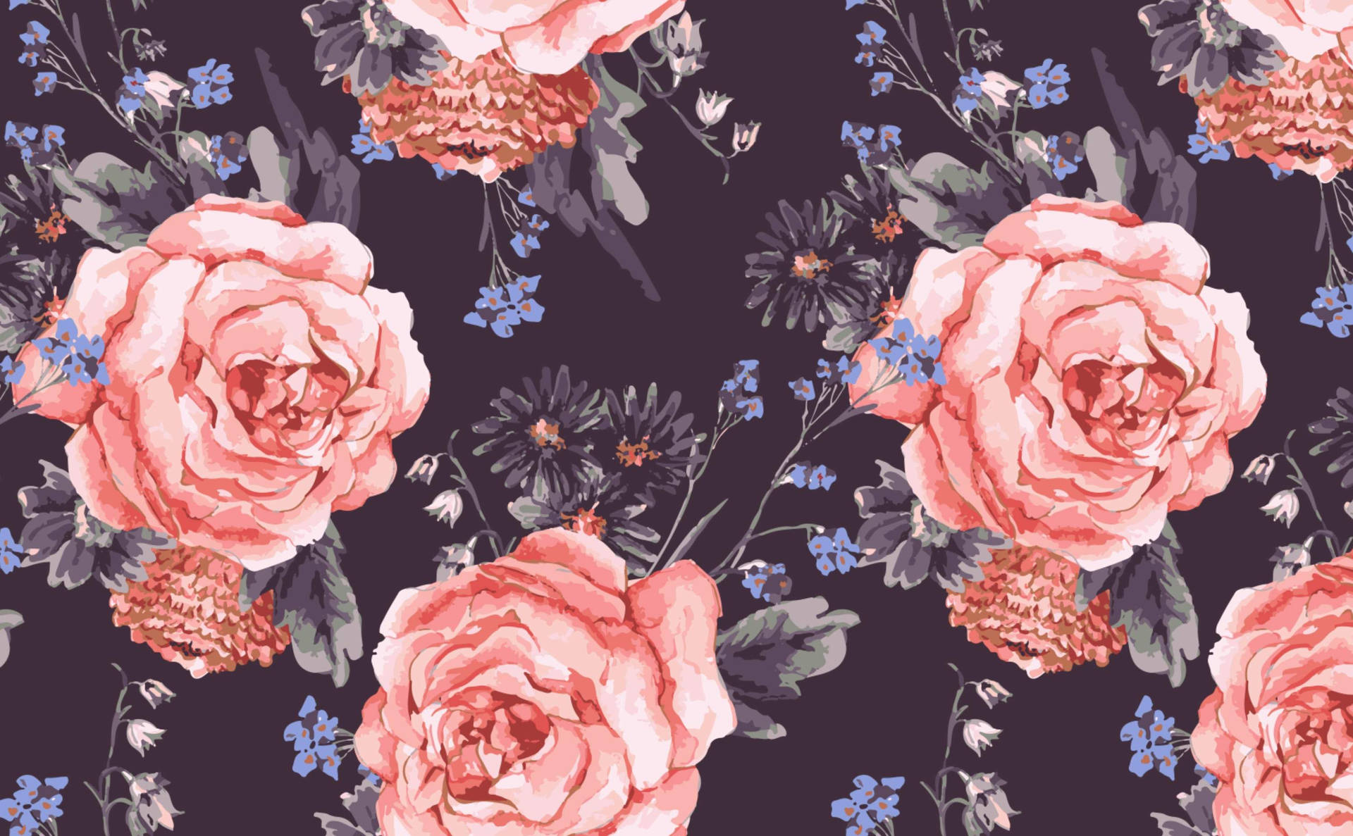 Aesthetic Pink Roses Design Wallpaper