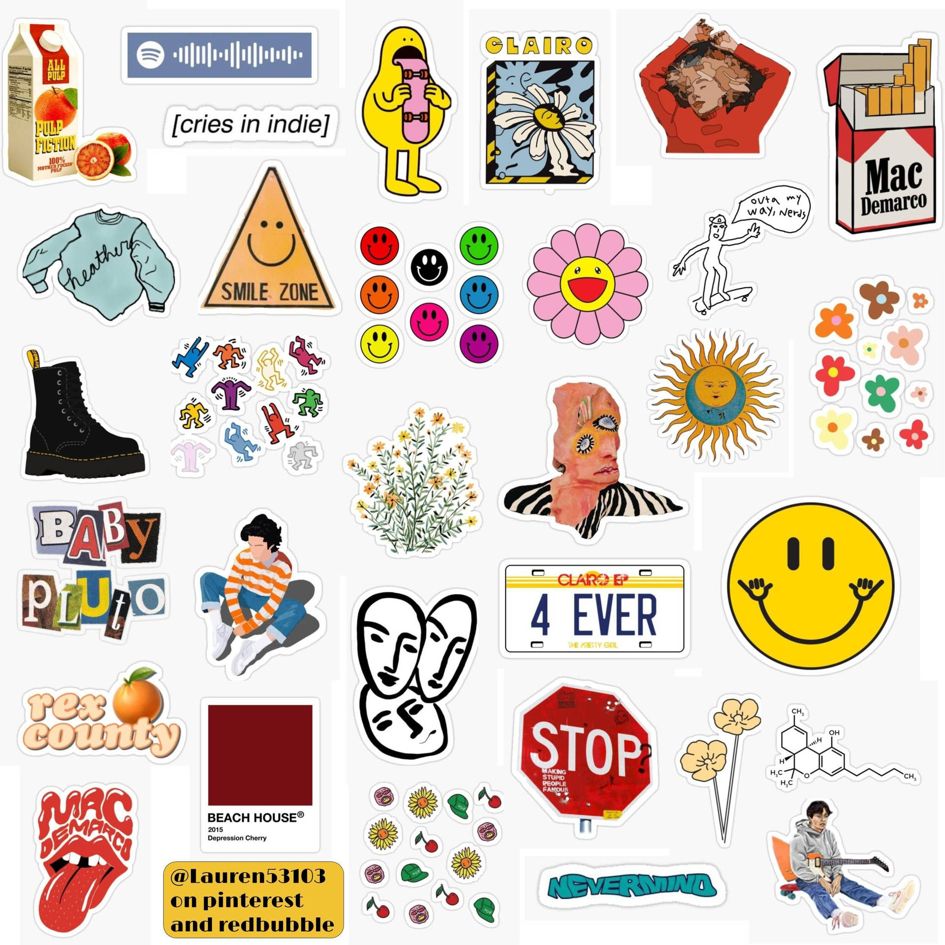 Aesthetic Pop Art Sticker Indie Kid Wallpaper