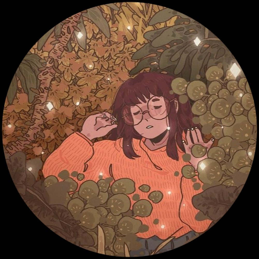 A Girl Is Laying In The Forest With A Lot Of Plants Wallpaper