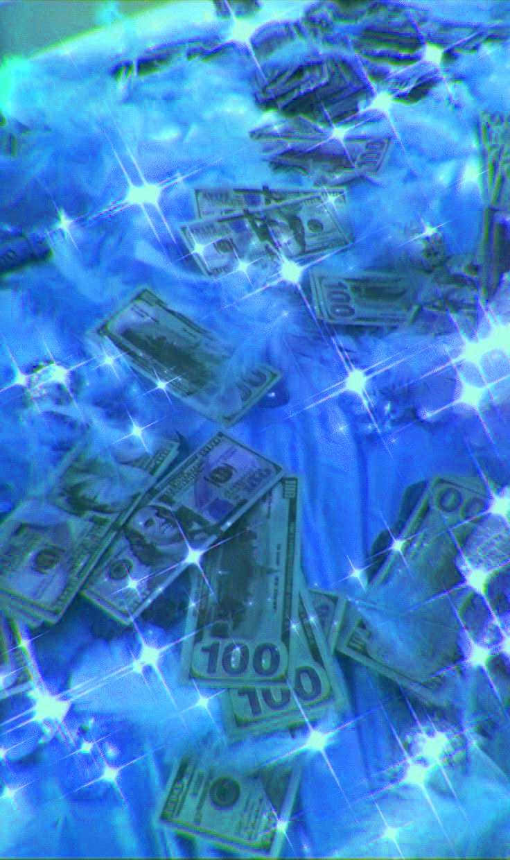 Umaágua Azul Com Dinheiro Flutuando Nela.