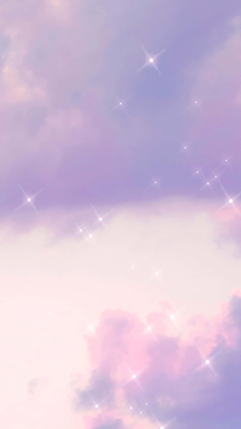 Clouds With Glitters Aesthetic Purple Background