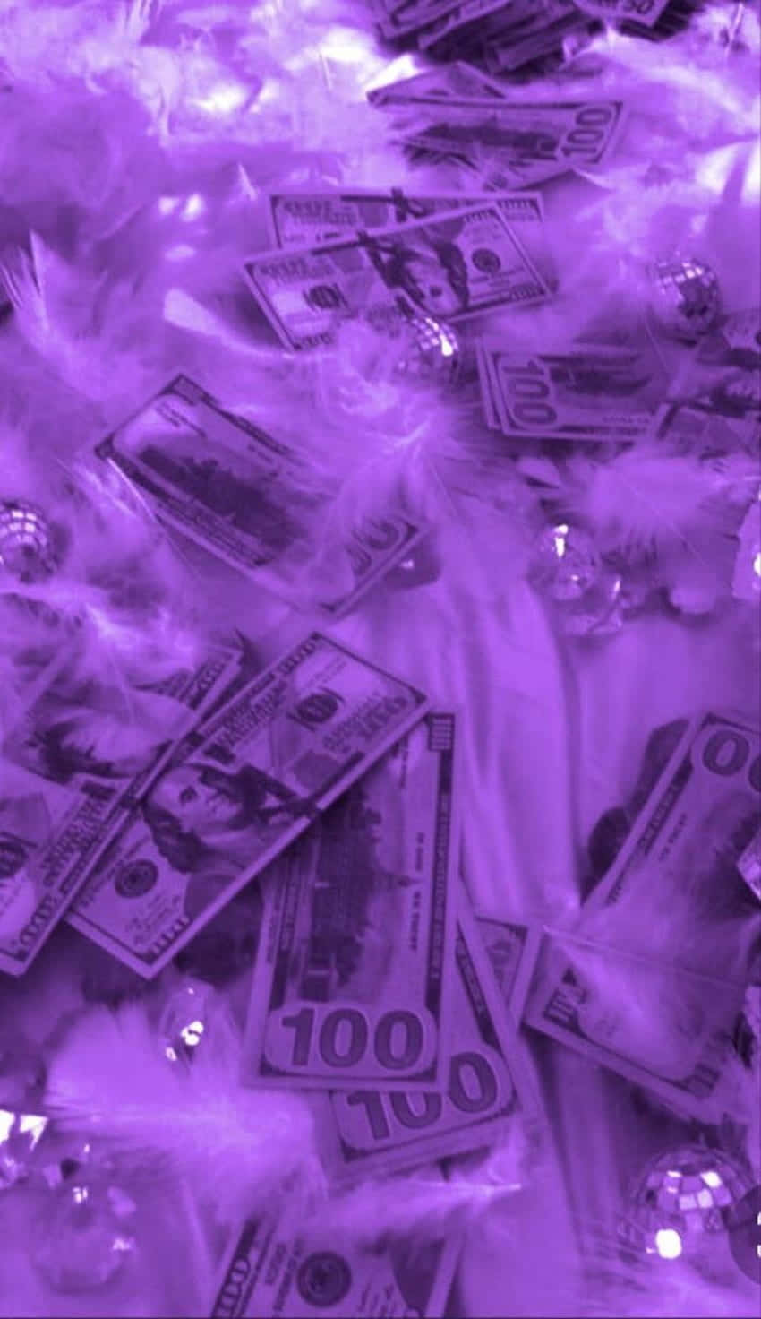 Scattered Money Aesthetic Purple Background