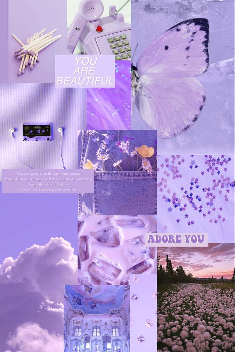 Girly Aesthetic Purple Digital Illustration Background