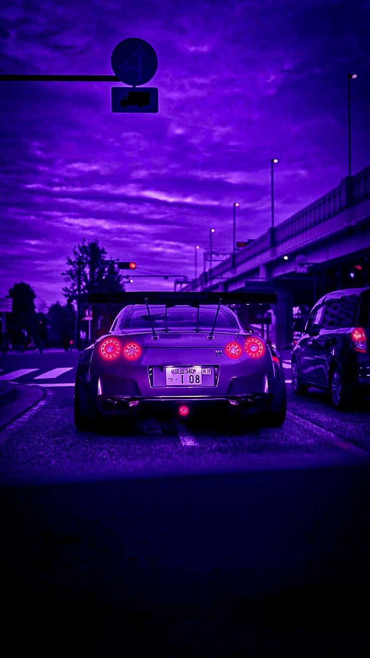 Aesthetic Purple Sports Car Vignette Background