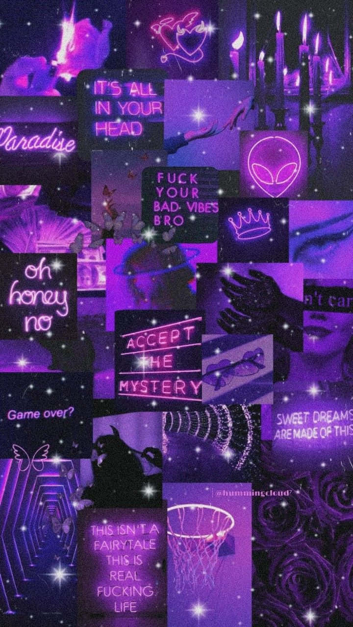 Neon Lights Illustration Aesthetic Purple Background