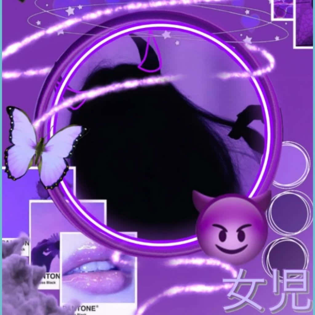 A Purple Frame With A Purple Background And A Purple Butterfly Wallpaper