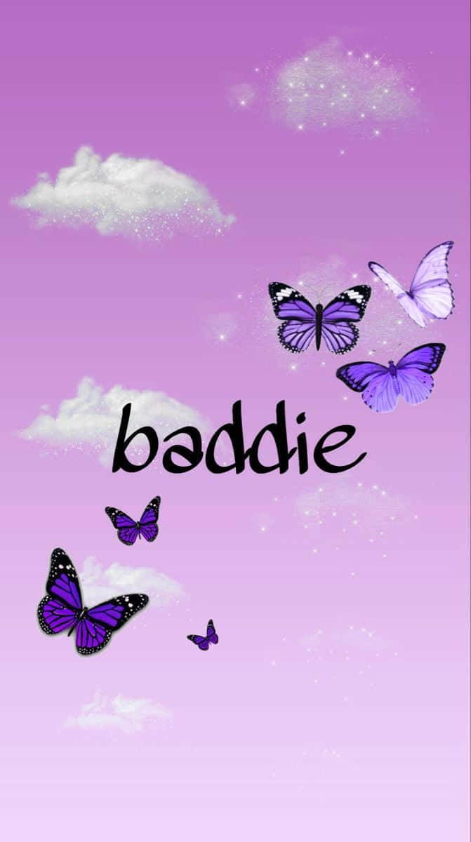 Aesthetic Purple Baddie Butterflies Background