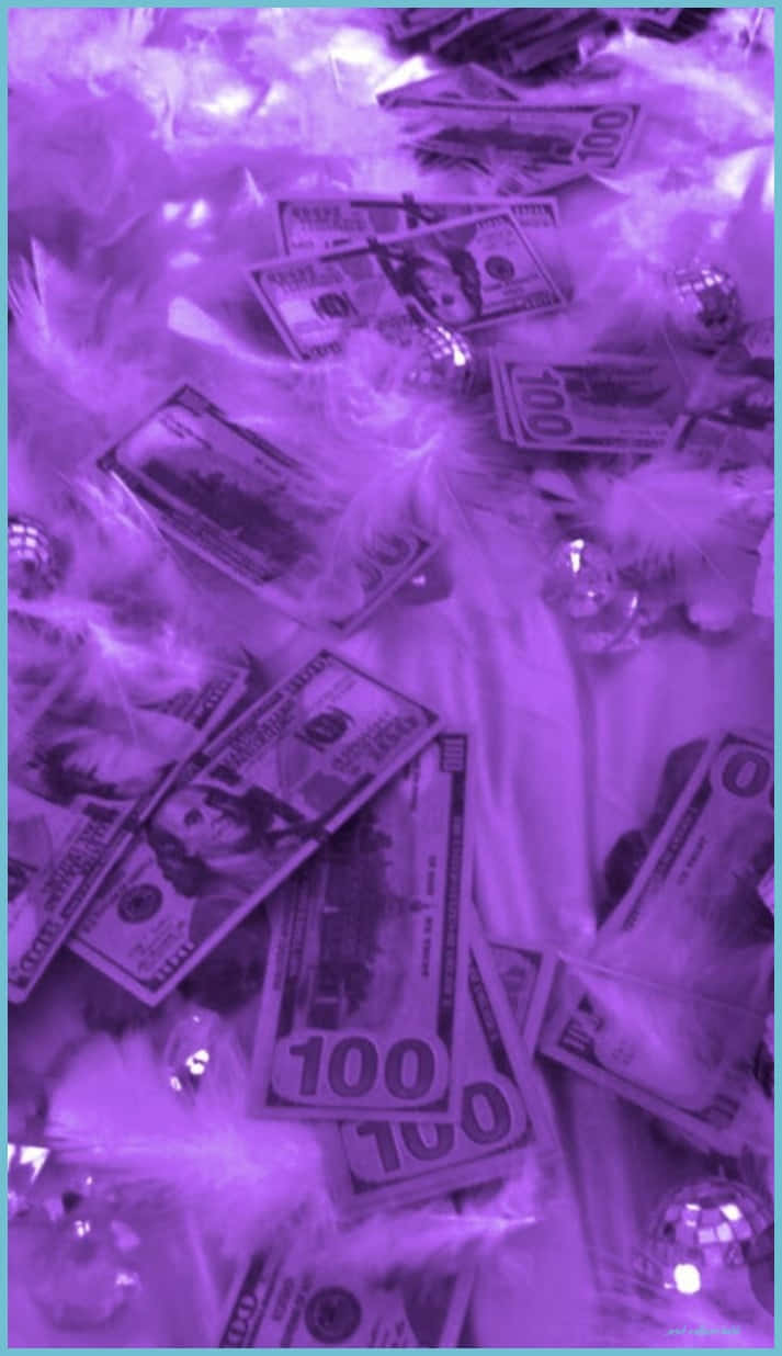 Aesthetic Purple Baddie Dollar Bills Background