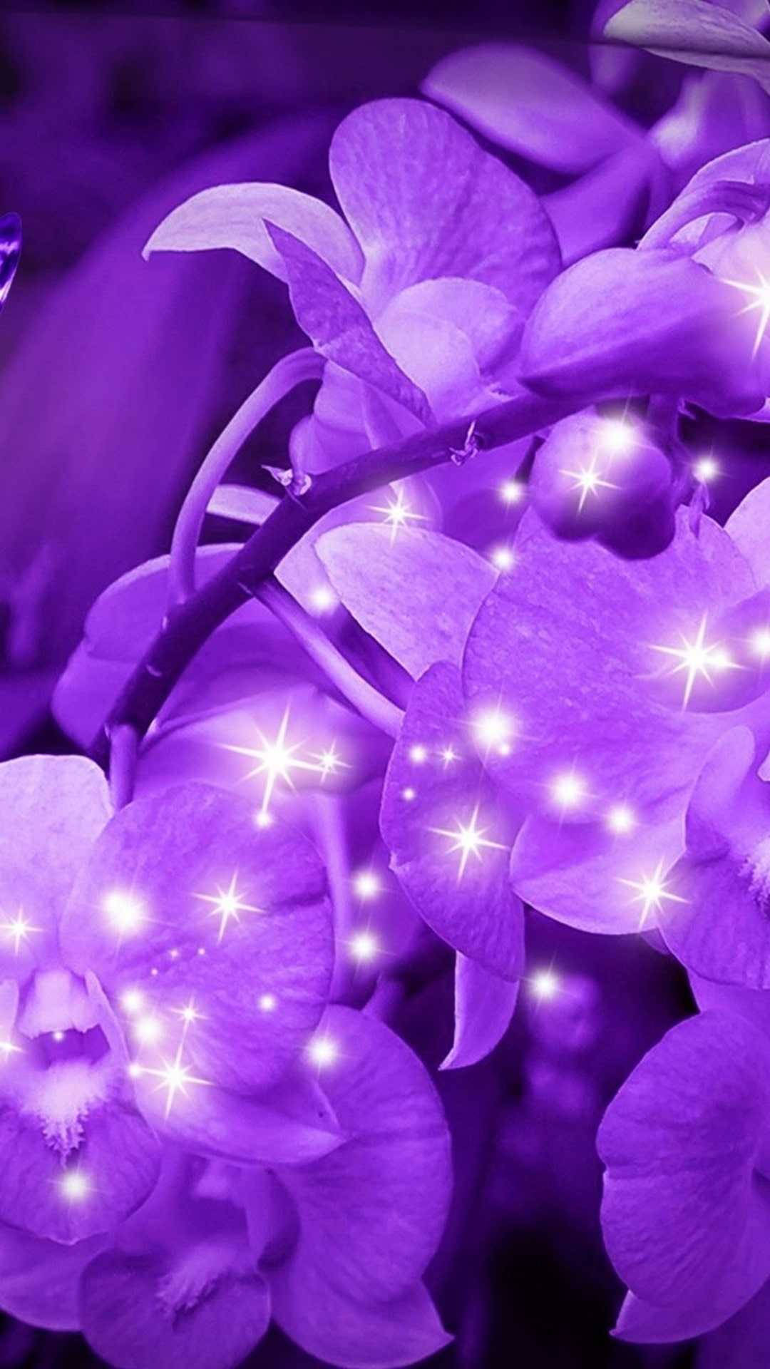 Sparkling Aesthetic Purple Flower Wallpaper