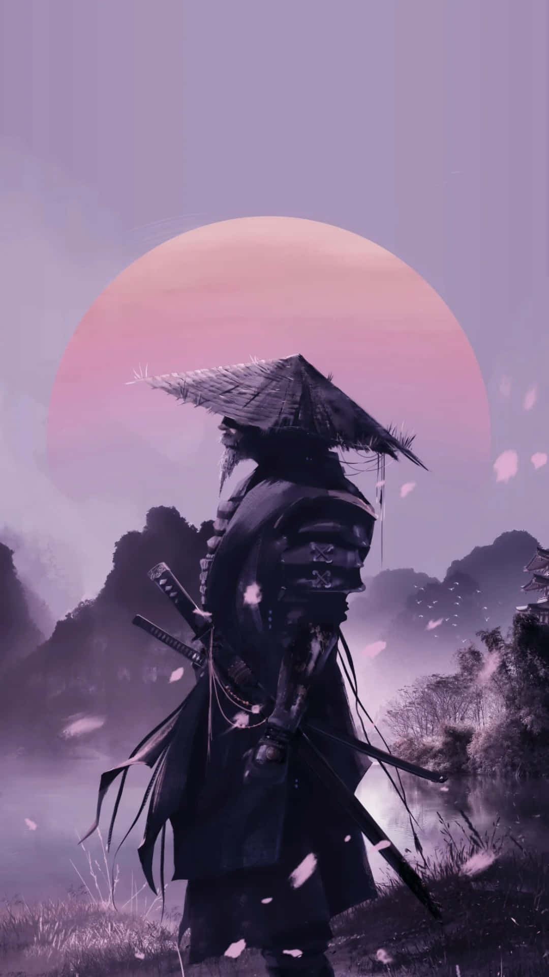 Download Aesthetic Purple Japanese Samurai Anime Warrior Wallpaper |  