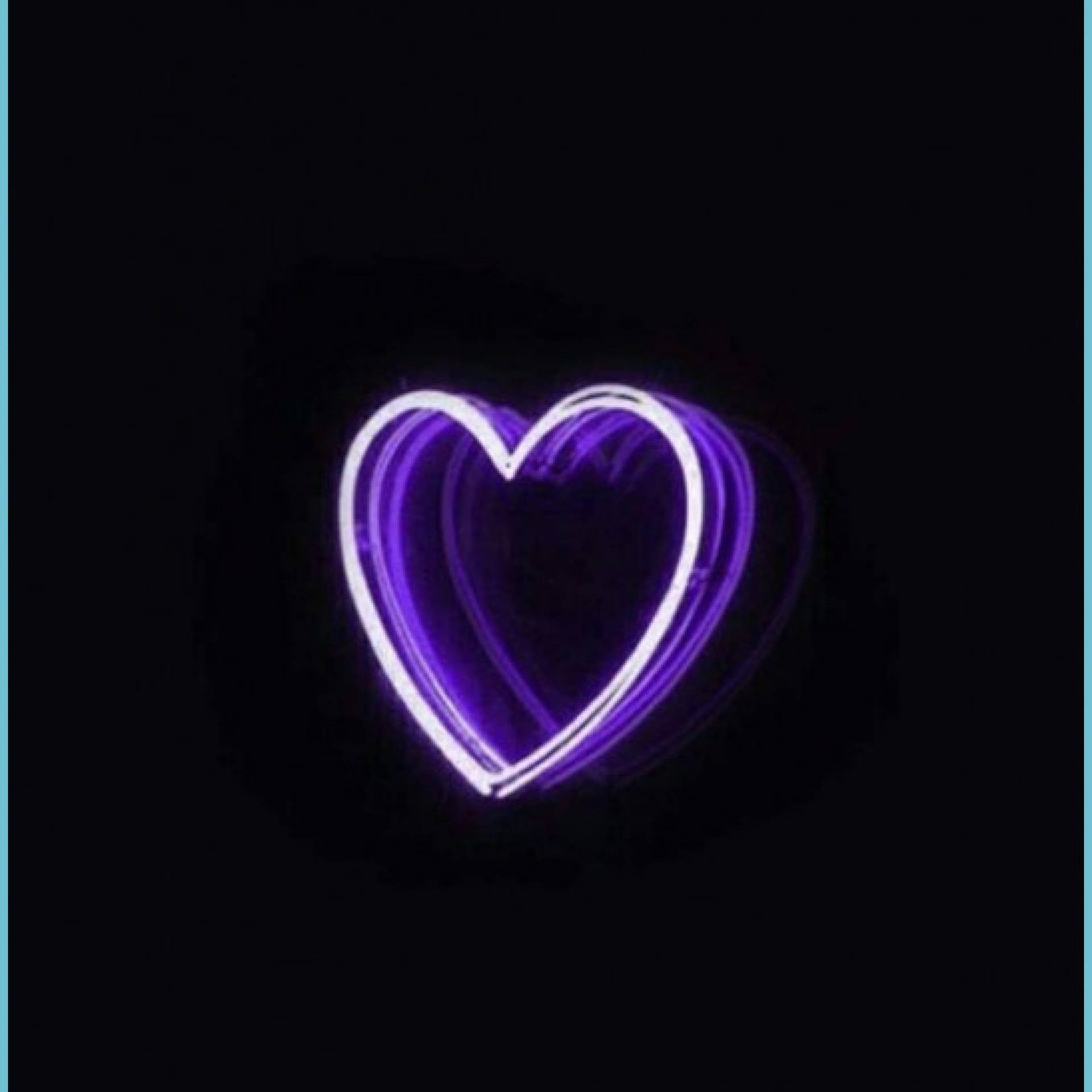Aesthetic Purple Neon Computer Screen Heart Wallpaper
