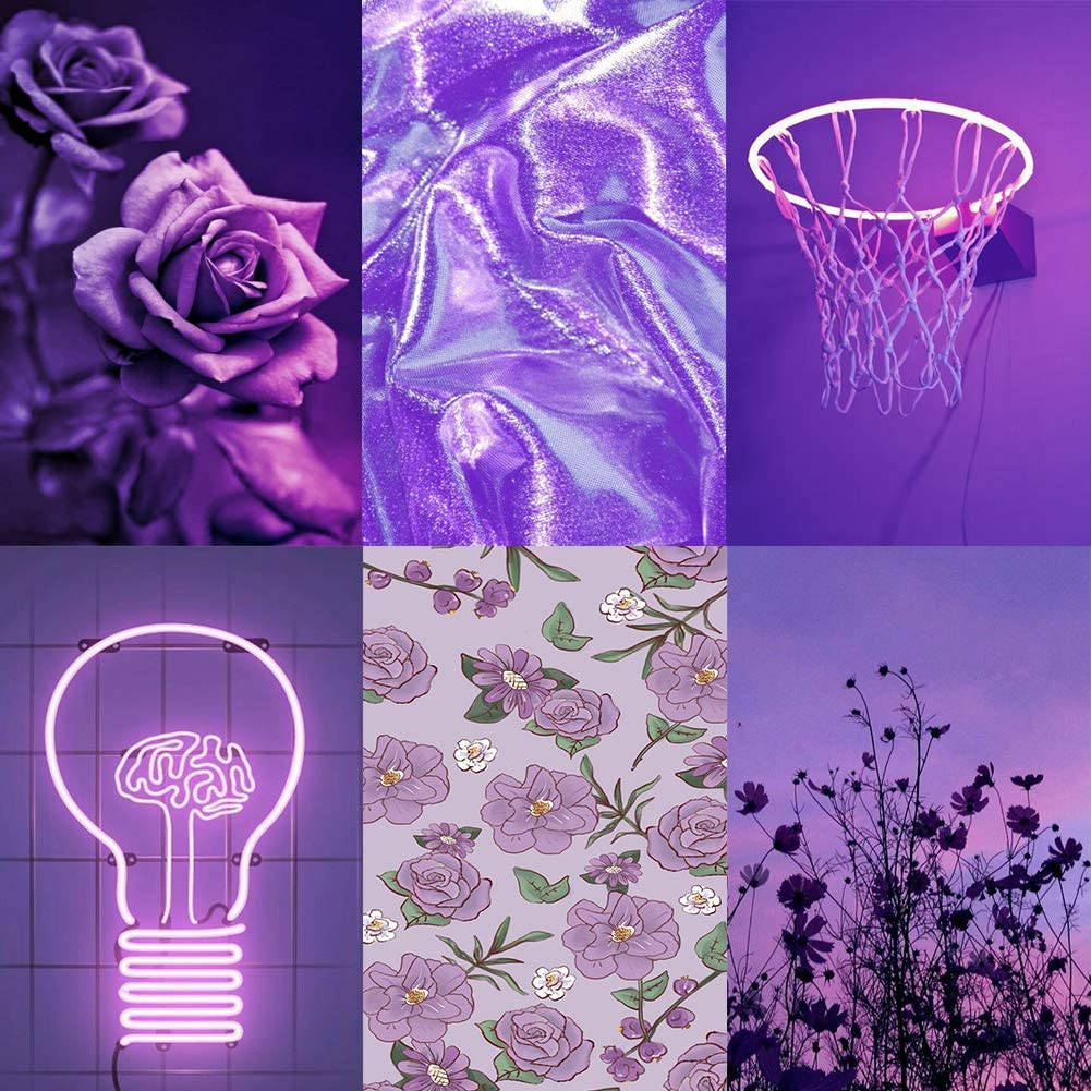 Aesthetic Purple Rose Collage Wallpaper
