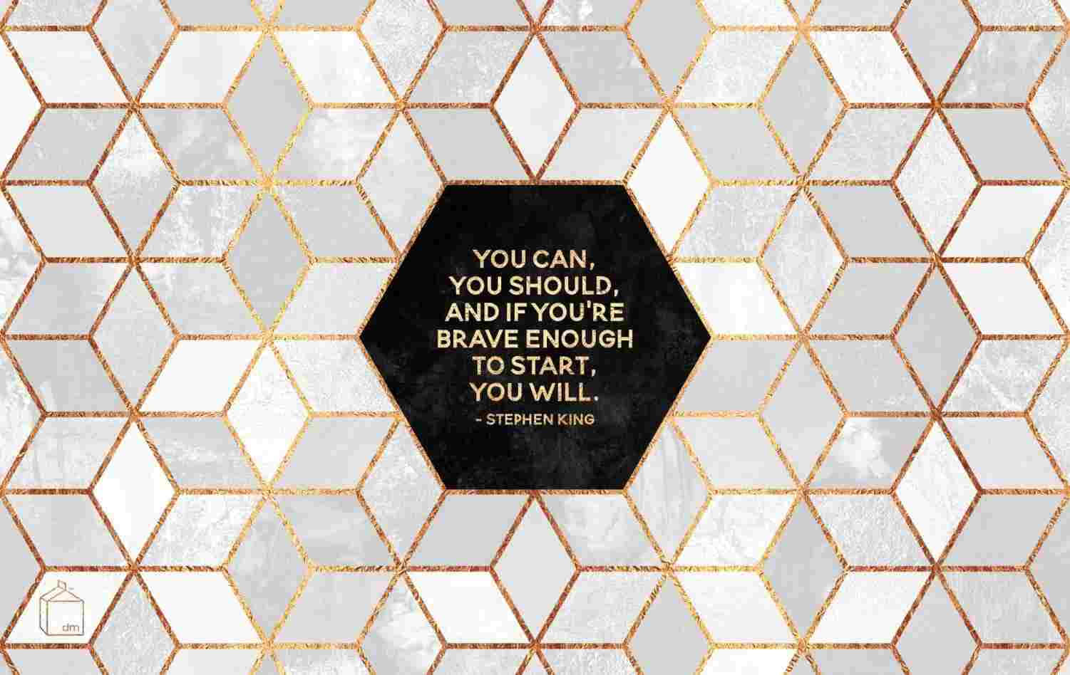 A Gold And White Geometric Pattern With The Quote You Are Where You Are And Provide The Strength To Get Where You Are Wallpaper