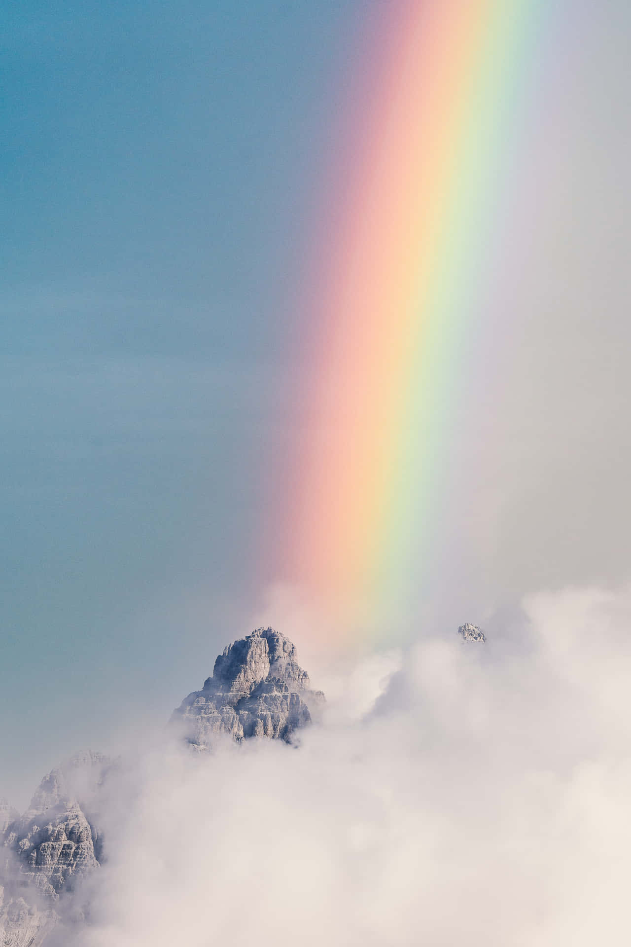 Mountaintop Aesthetic Rainbow Mobile Wallpaper