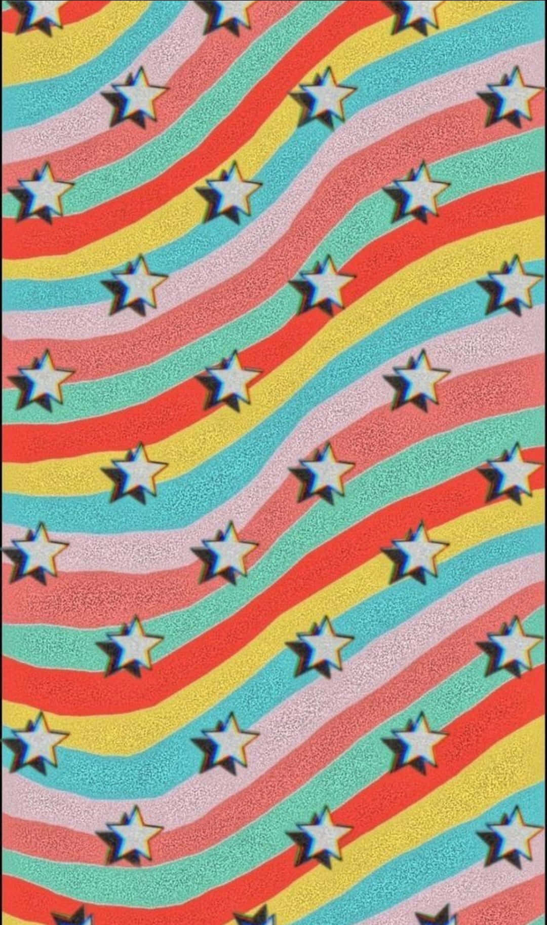 White Stars With Aesthetic Rainbow Mobile Wallpaper
