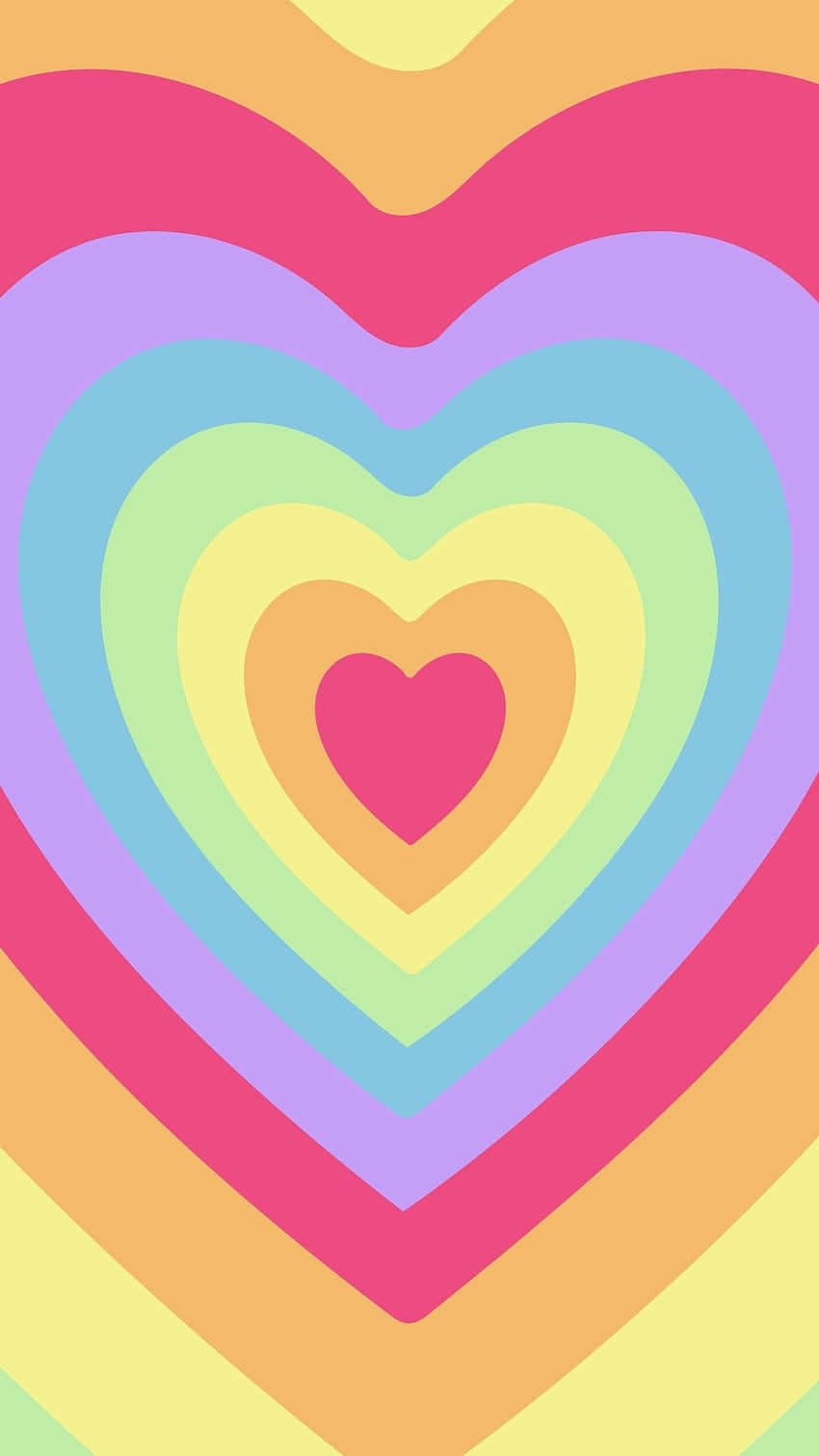 Heart-shaped Aesthetic Rainbow Mobile Wallpaper