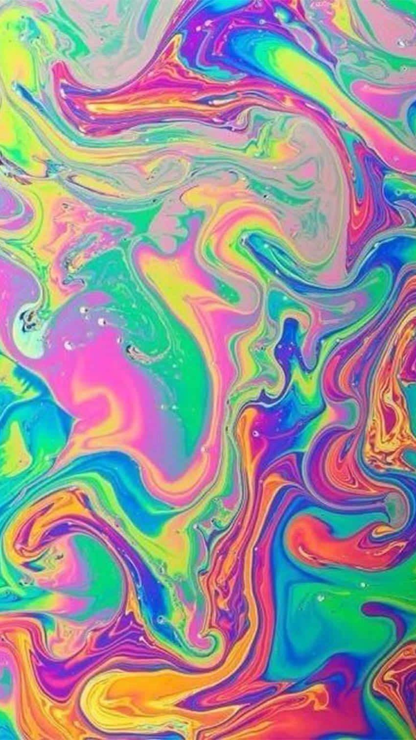 Liquid Swirls Forming Aesthetic Rainbow Mobile Wallpaper