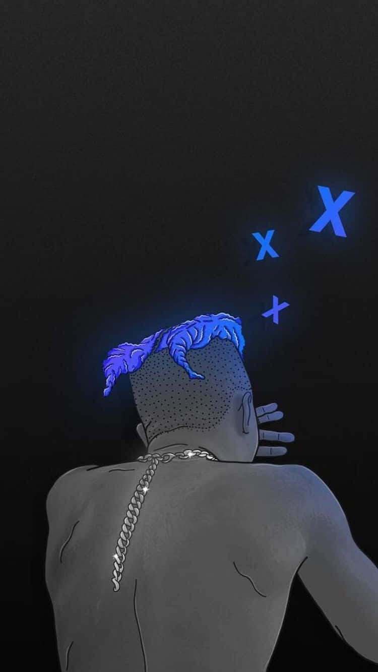A Man With A Blue Head Covering His Face Wallpaper