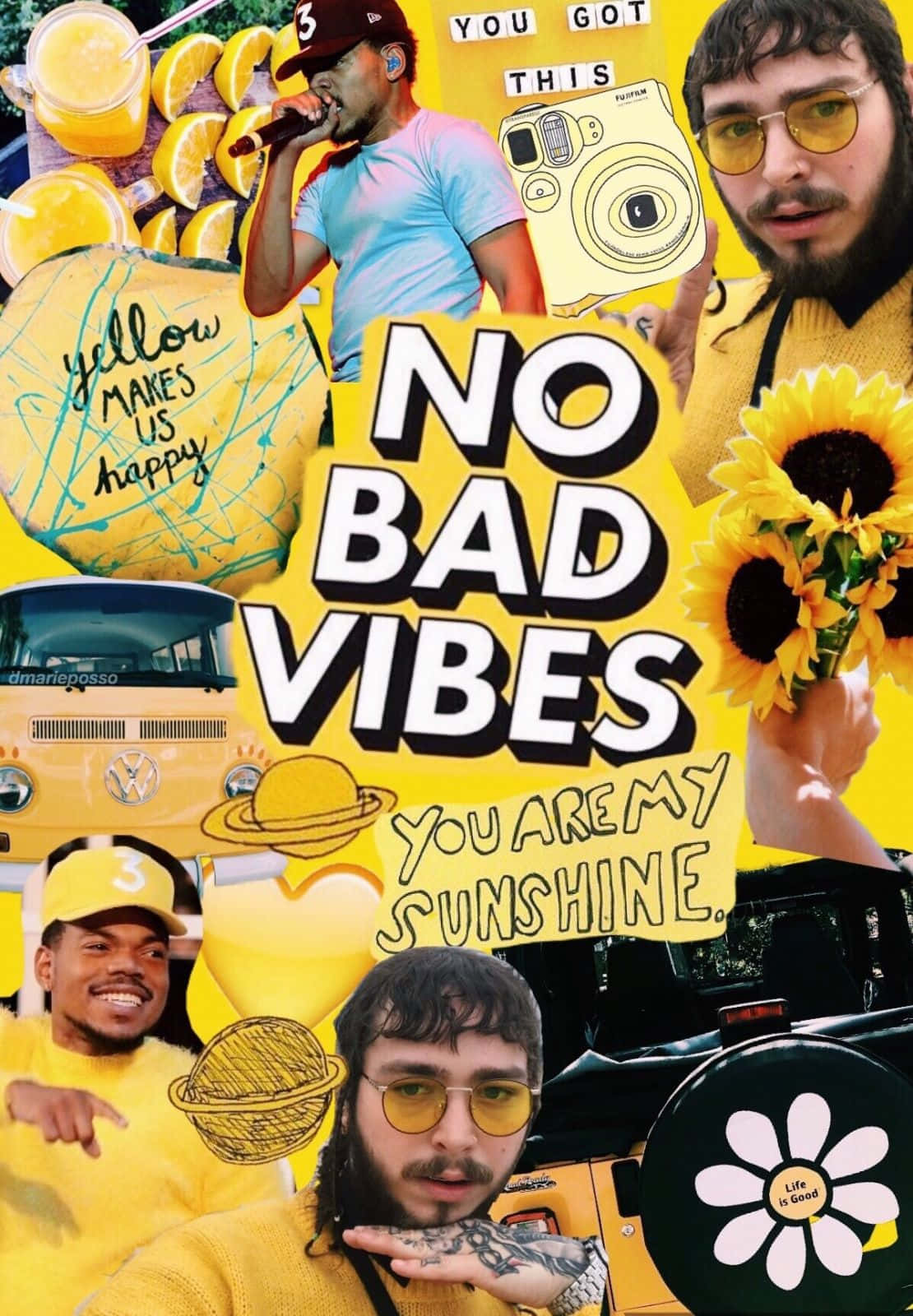 Yellow Aesthetic Rapper Post Malone Wallpaper