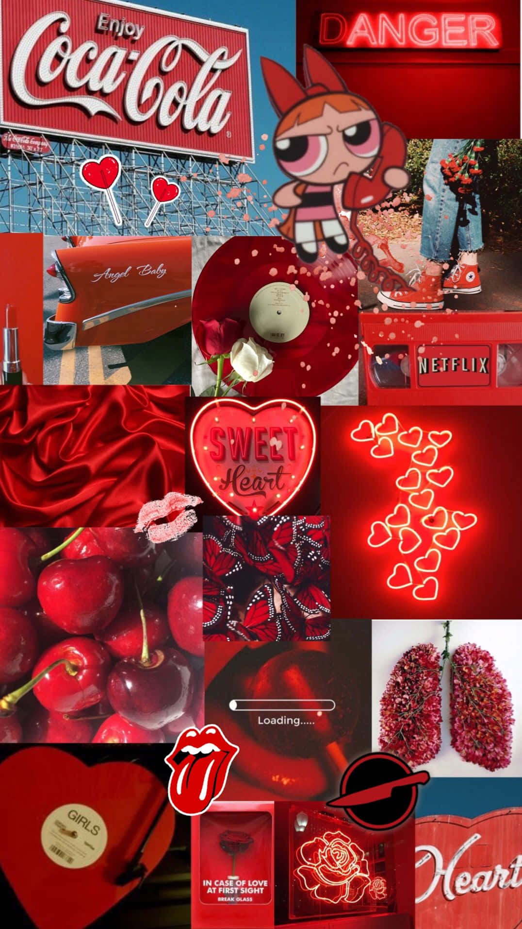 Blossom Collage Aesthetic Red Background