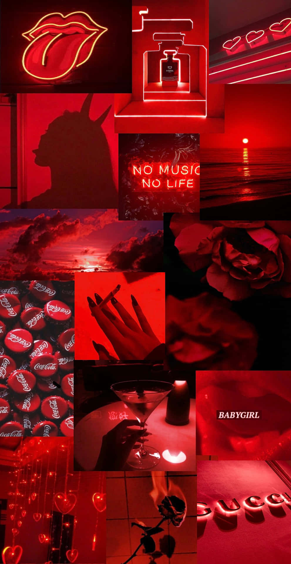 Baddie Collage Aesthetic Red Background