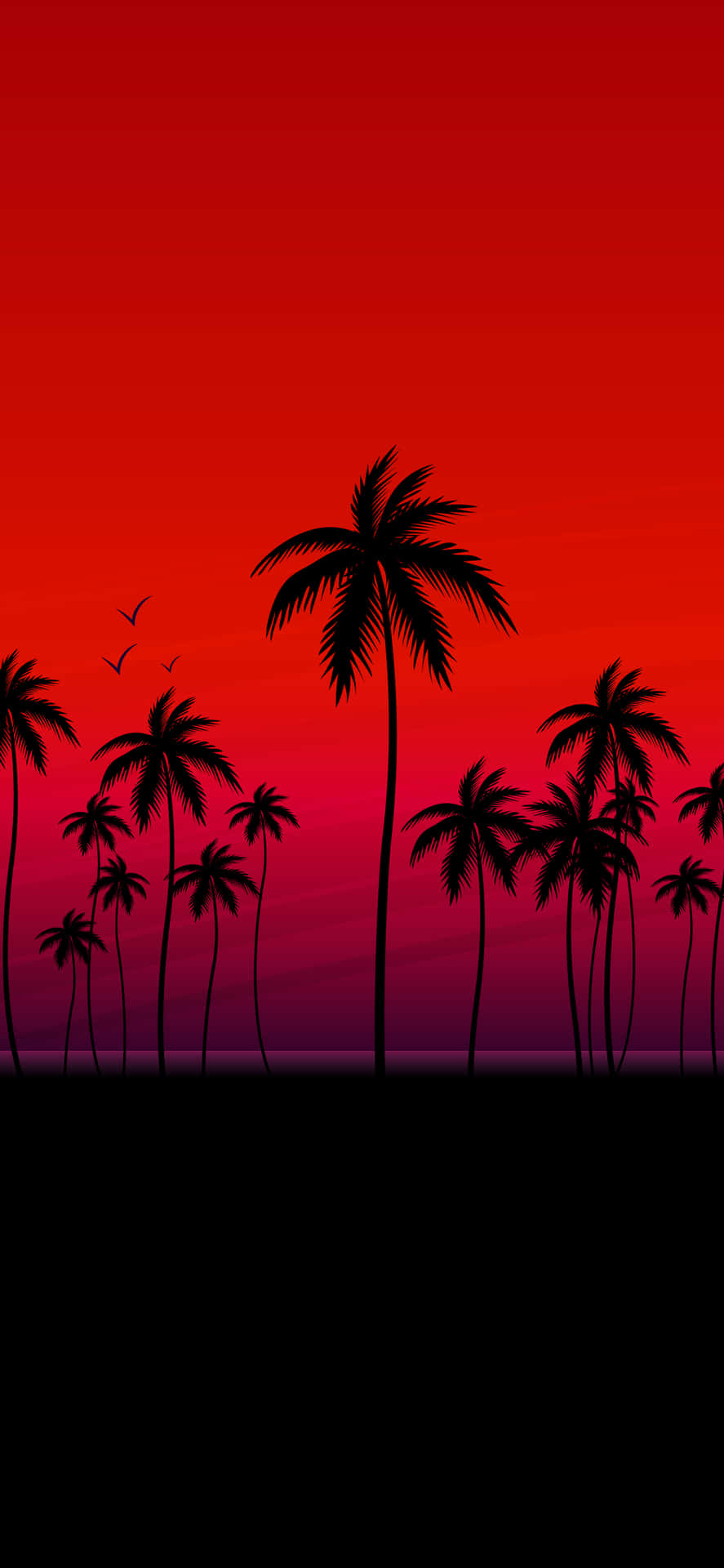 Palm Trees Silhouette Aesthetic Red Background