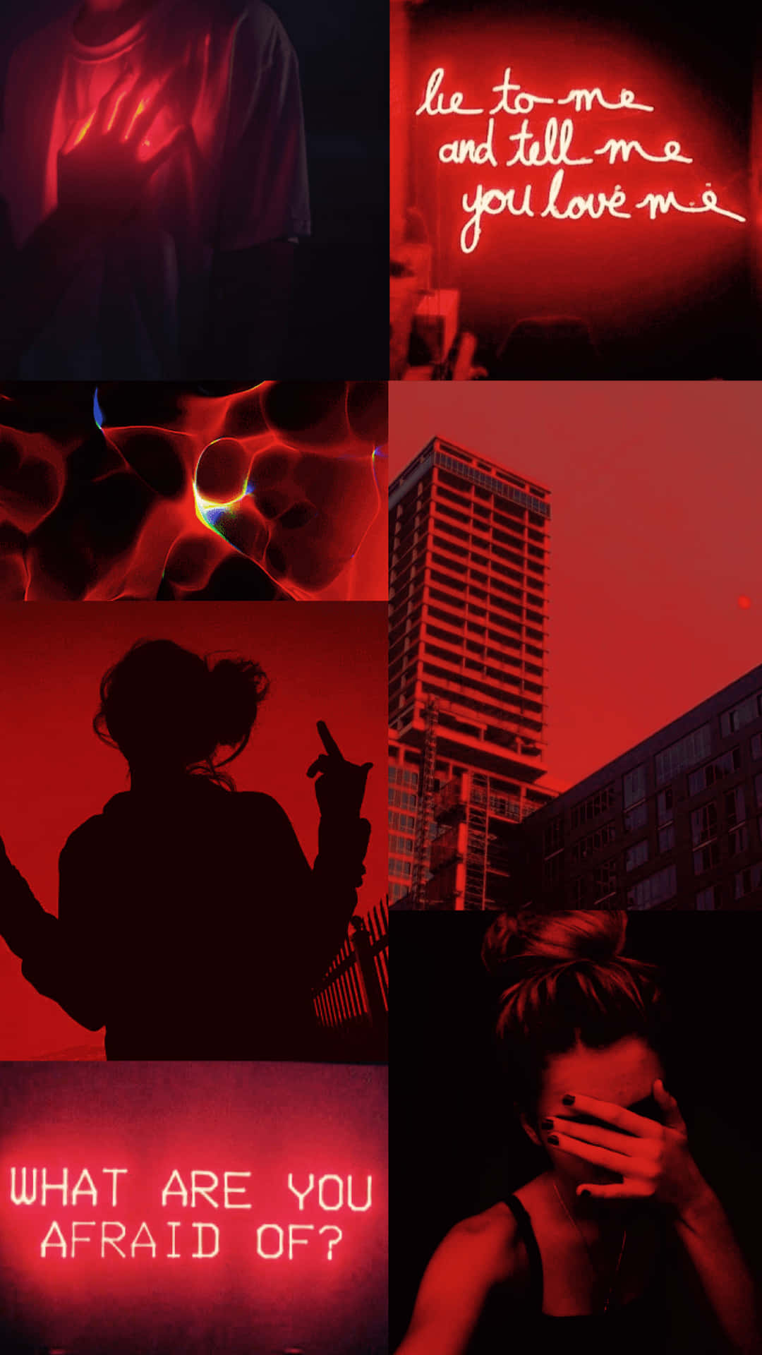 Syv Collage Billeder Æstetisk Rød Baggrund
