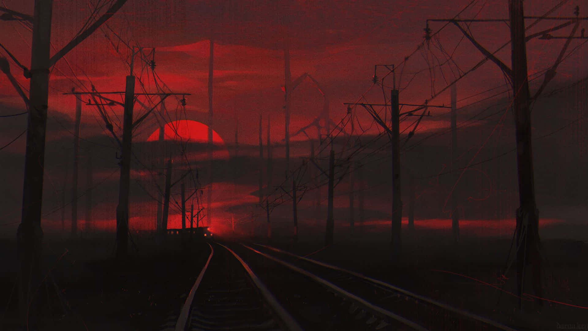 Eisenbahnästhetikmit Rotem Hintergrund