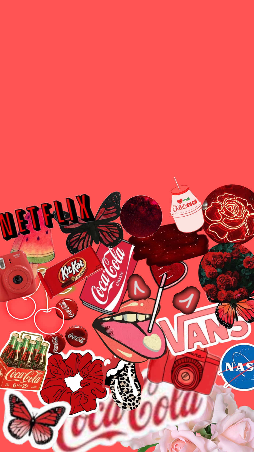 Transparent Images Collage Aesthetic Red Background
